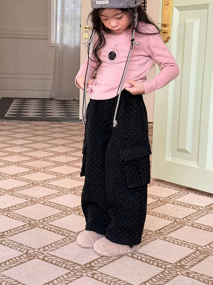 長袖ハイネックトップス | アップリケ刺繍 | 裏起毛モックネックカットソー【mh0011471】