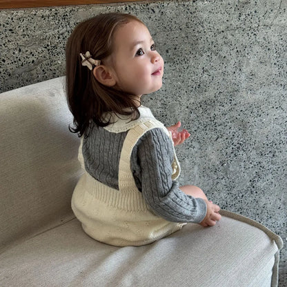 -透かし編みレースフラワーニットロンパース/ボンネット【mh0011143】 - mamahalo shop - ノースリーブロンパース -  べビー服 - 子供服 - 男の子 - 女の子