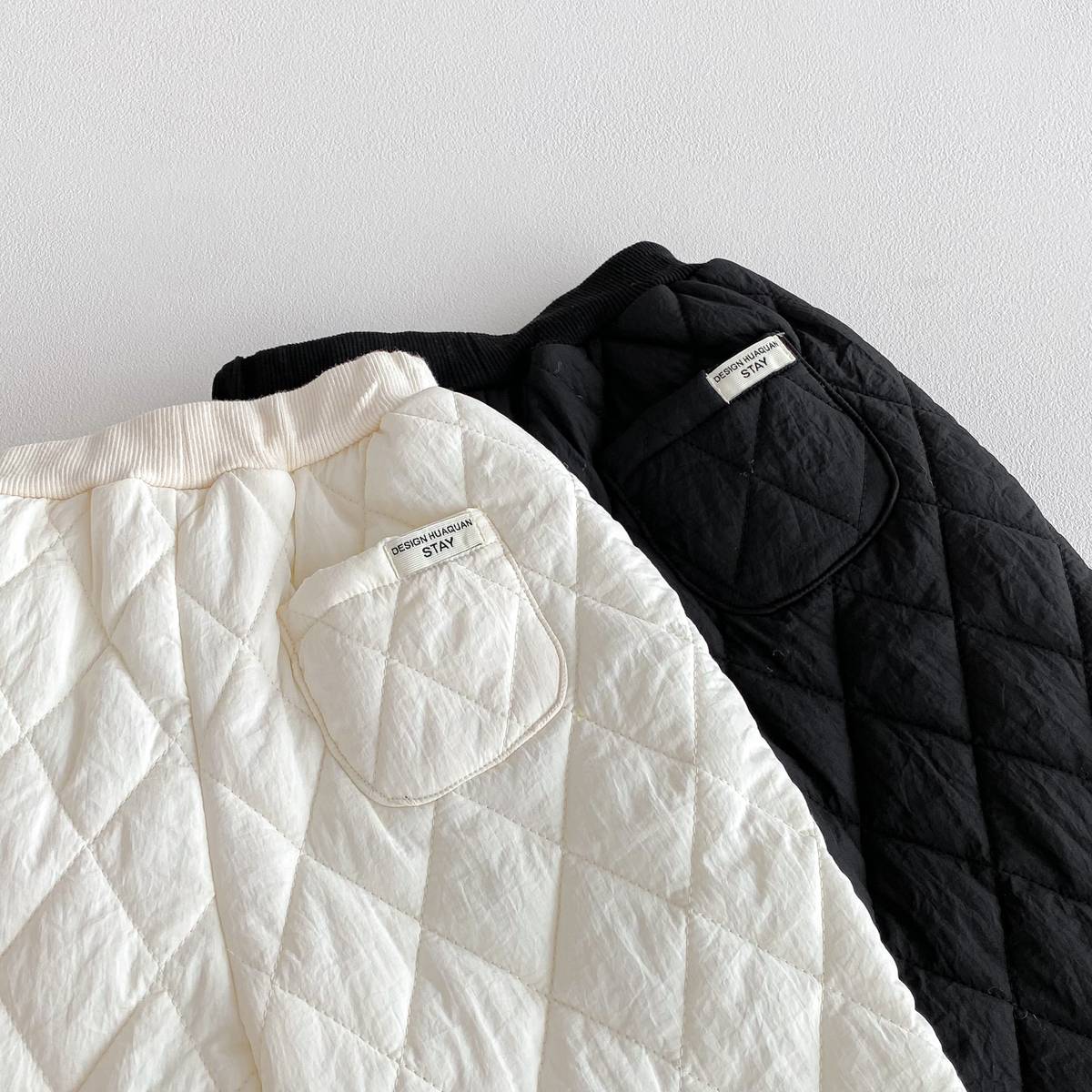 -長袖キルティングジャケット+パンツ セットアップ 2点セット 防寒 中綿ダイヤ柄【mh0011387】 - mamahalo shop - 長袖セットアップ -  べビー服 - 子供服 - 男の子 - 女の子