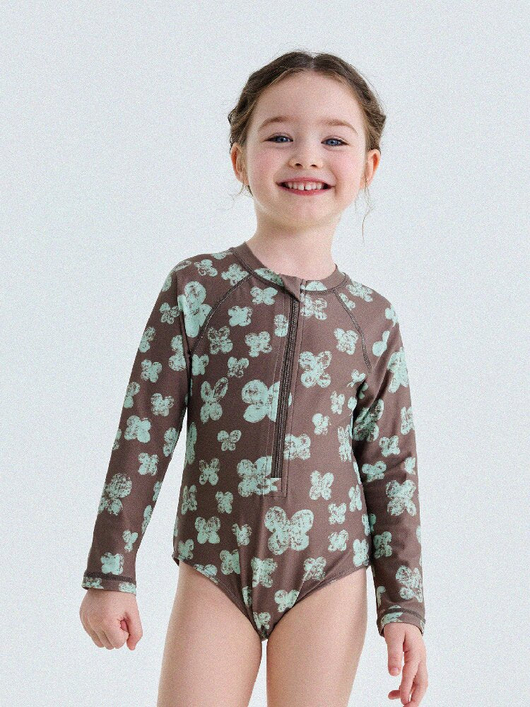 UPF50+ Sunscreen Long-Sleeved One-Piece Swimsuit ラッシュガード 長袖水着【mh0013191】