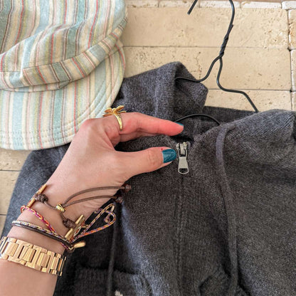 ニットフーディ ジップアップ ノルディック柄 カーディガン【mh0011430】