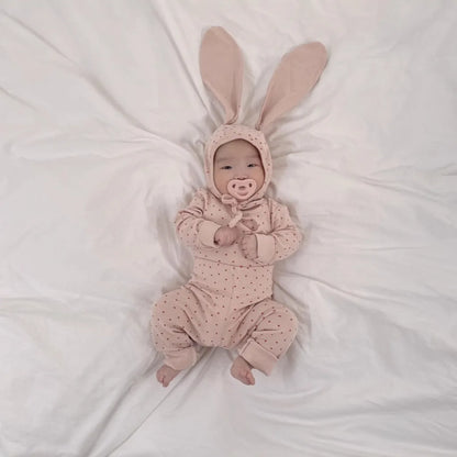 -ハートプリントトップス+レギンスセット うさ耳帽子 3点セット【mh0011177】 - mamahalo shop - 長袖セットアップ -  べビー服 - 子供服 - 男の子 - 女の子