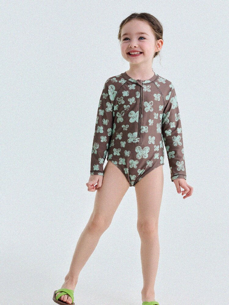 UPF50+ Sunscreen Long-Sleeved One-Piece Swimsuit ラッシュガード 長袖水着【mh0013191】