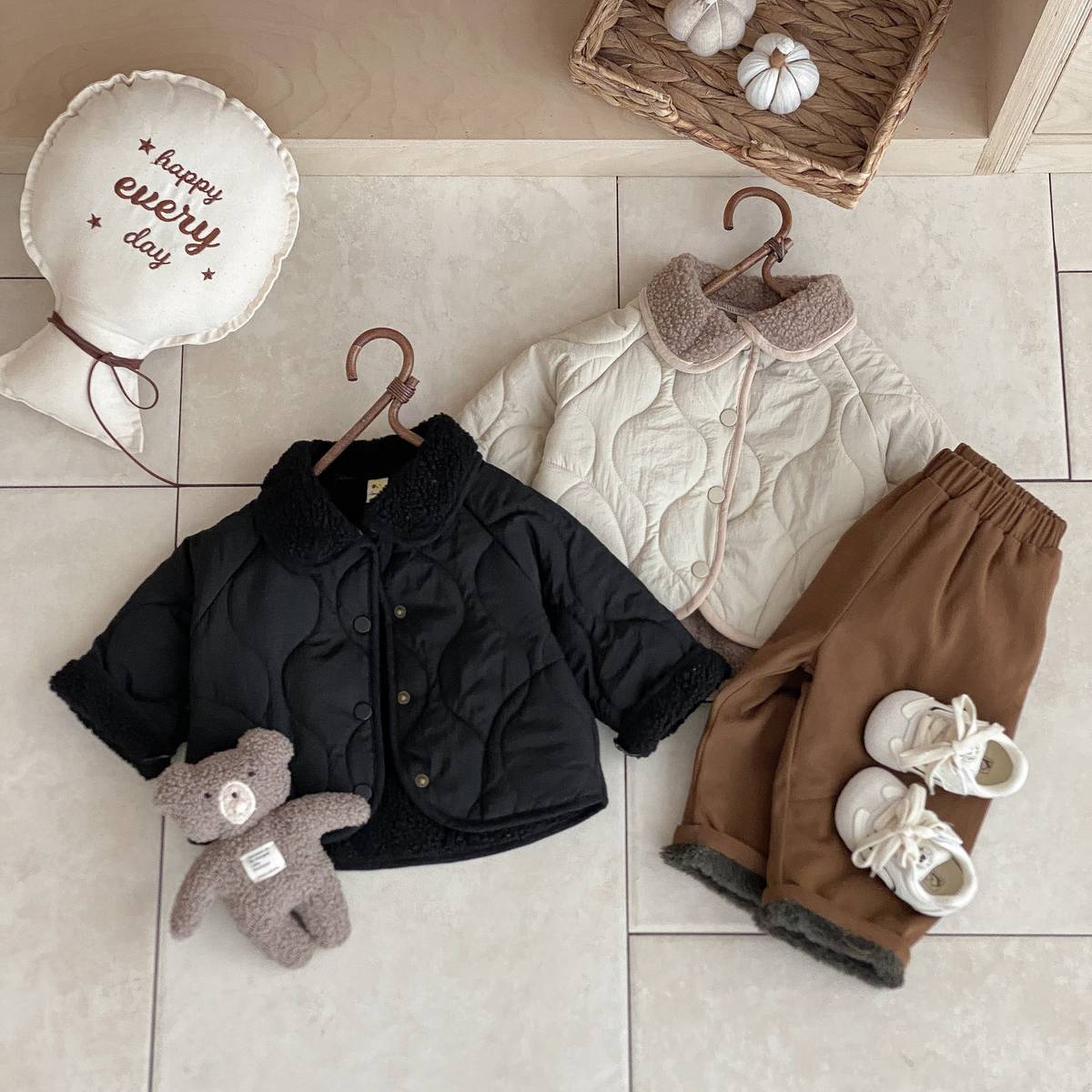 -中綿ジャケット キルティング ボア襟 あったか ボア裏地 防寒 アウター【mh0011397】 - mamahalo shop - ショートコート・ジャケット・ジャンパー -  べビー服 - 子供服 - 男の子 - 女の子