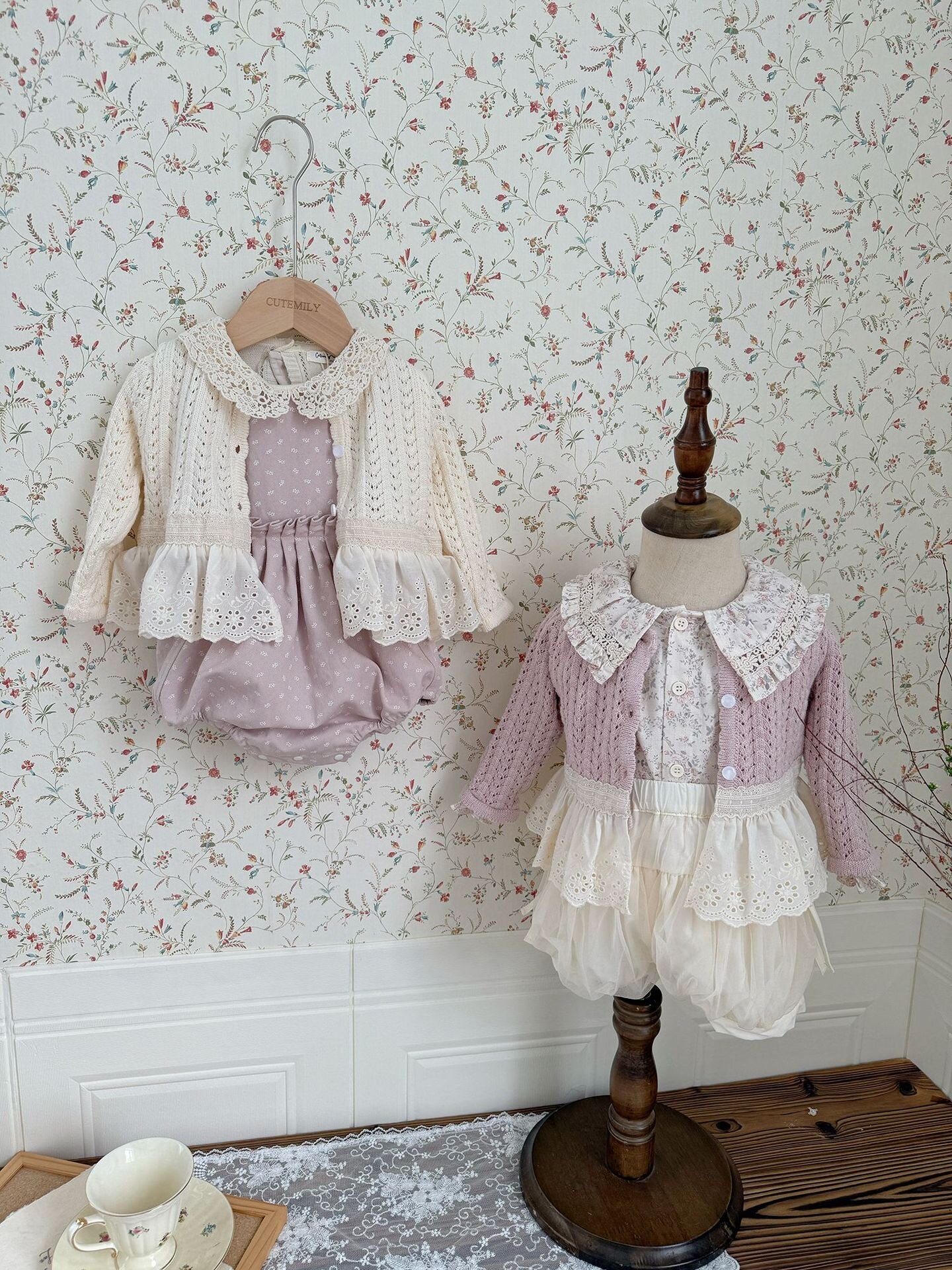 Floral Twill Suspender Romper 花柄 ツイル サスペンダー ロンパース【mh0012154】