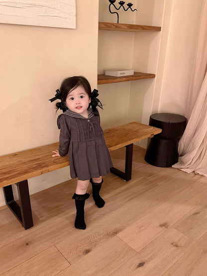 長袖ニットワンピース セーラー襟 プリーツスカート ベビー服【mh0011512】