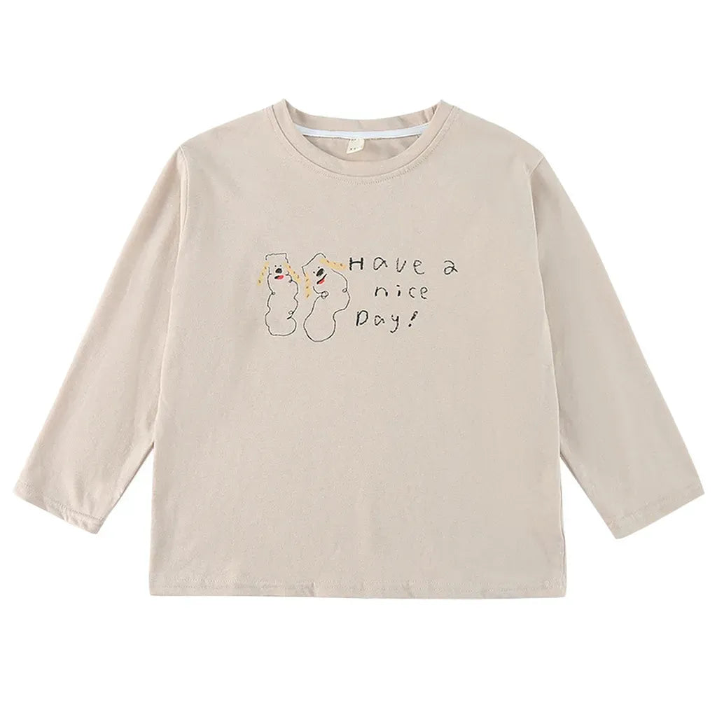 -手描き風イラスト長袖Tシャツ【mh0011229】 - mamahalo shop - 長袖Tシャツ -  べビー服 - 子供服 - 男の子 - 女の子