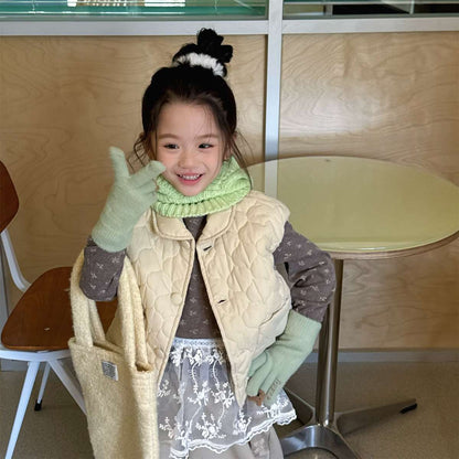 -キルティングベスト ノースリーブ 中綿入り 花柄プリント【mh0011425】 - mamahalo shop - ベスト -  べビー服 - 子供服 - 男の子 - 女の子