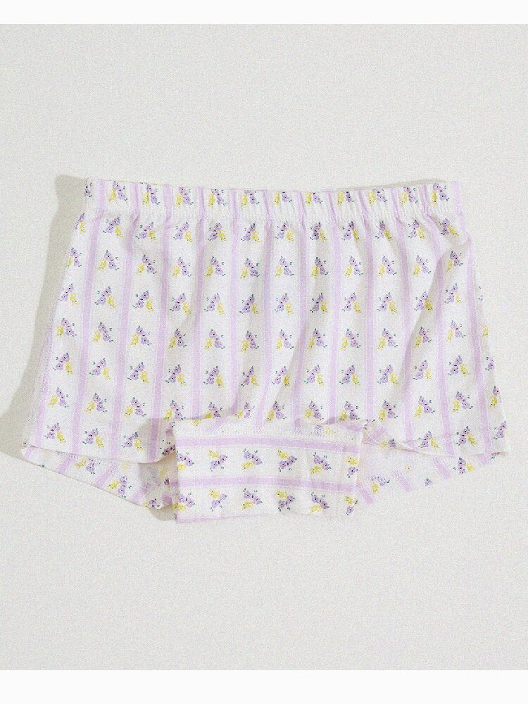 Girls' Cartoon Breathable Boxer Shorts ボタニカルプリント ボクサーパンツ【mh0013205】