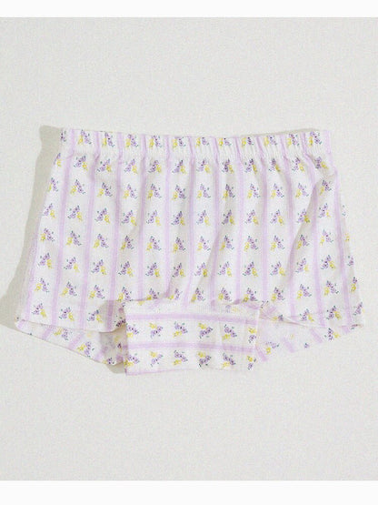 Girls' Cartoon Breathable Boxer Shorts ボタニカルプリント ボクサーパンツ【mh0013205】