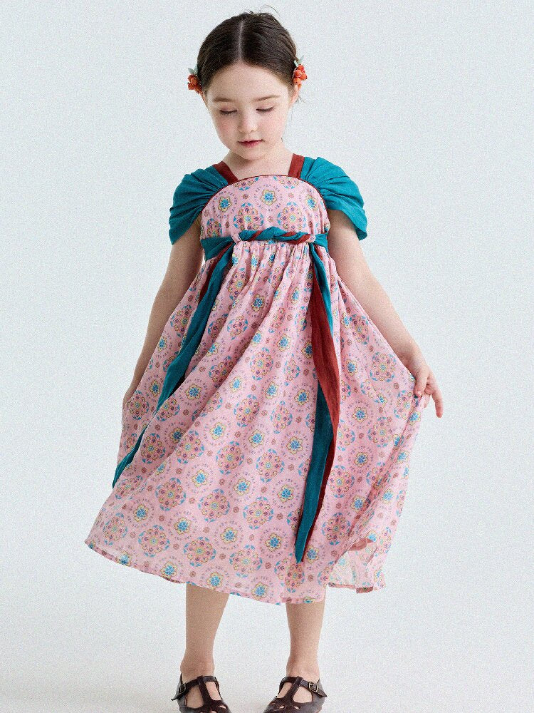 Ethnic Floral Print Dress オリエンタル調 プリントワンピース【mh0013172】