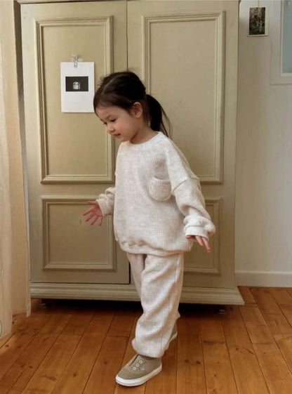 長袖スウェットセットアップ 2点セット | リブニット地 | ゆったり秋冬ベビー服【mh0011492】