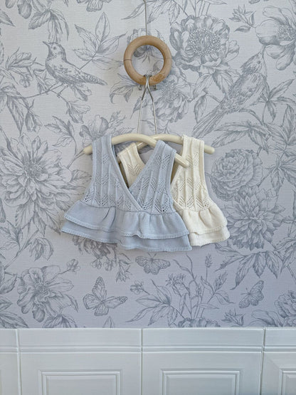 Ruffled Knitted Cotton Vest フリルニットベスト【mh0012107】