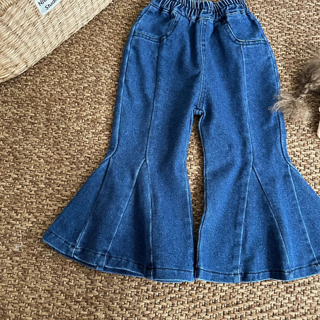 -切替デザインデニムフレアベルボトムパンツ【mh0011256】 - mamahalo shop - デニムパンツ -  べビー服 - 子供服 - 男の子 - 女の子