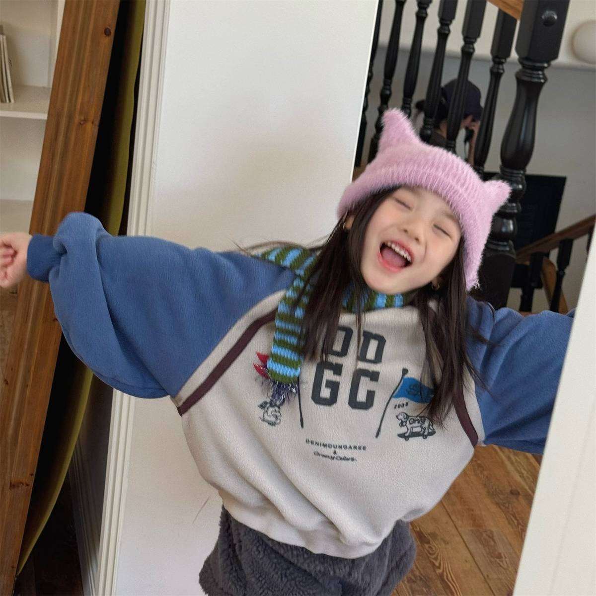 -長袖スウェットトレーナー フリース素材 ラグラン袖 プリントロゴ【mh0011412】 - mamahalo shop - トレーナー・フーディ -  べビー服 - 子供服 - 男の子 - 女の子