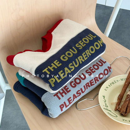 -長袖フリース ラグラン袖 プリントロゴ クルーネック トップス【mh0011426】 - mamahalo shop - 長袖Tシャツ -  べビー服 - 子供服 - 男の子 - 女の子