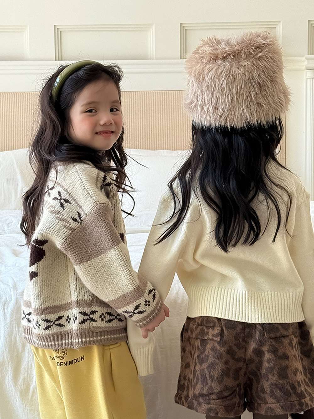 長袖ニットカーディガン ベアくま刺繍 厚手ヘビーウェイト【mh0011459】