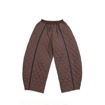 Pawpaw Liu | Diamond Plaid Brown Cotton Pants ダイヤ柄 コットン ブラウン テーパードパンツ【mh0020082】