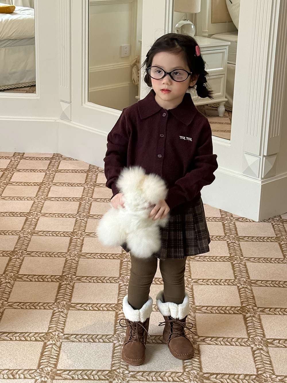 長袖ニットシャツ アルファベット刺繍 ポロシャツ【mh0011460】