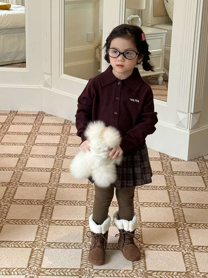 長袖ニットシャツ アルファベット刺繍 ポロシャツ【mh0011460】