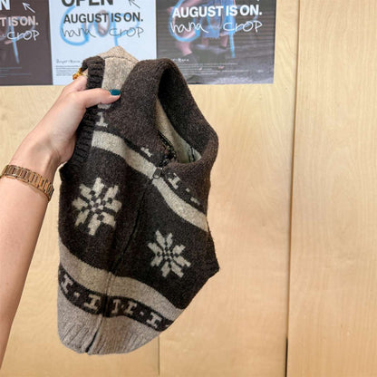 ニットベスト ジップアップ ノルディック柄 ノースリーブ トップス【mh0011429】