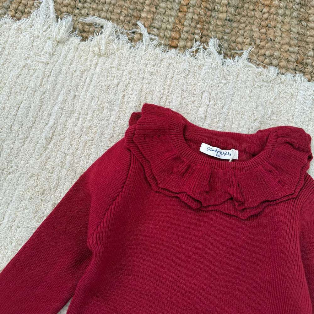 長袖フリルネックセーター ニット メロウフリル ラッフルカラー カットソー【mh0011518】