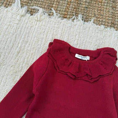 長袖フリルネックセーター ニット メロウフリル ラッフルカラー カットソー【mh0011518】