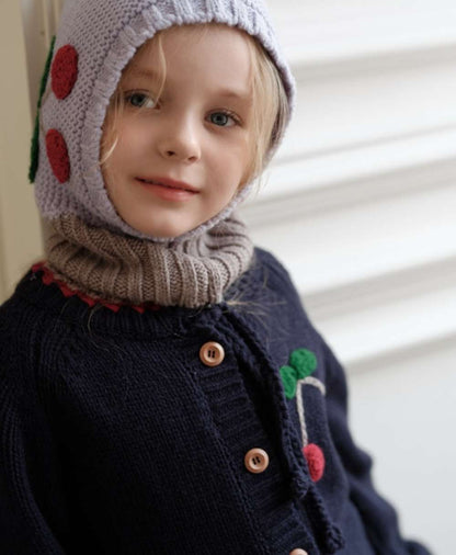 Knit hat/headband with flower crochet embroidery, perfect for warmth and protection for babies and kids [mh0011553]