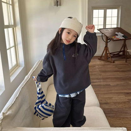 長袖フリースジャケット+ロングパンツ 2点セット もこもこセットアップ【mh0011434】