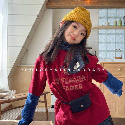 -長袖Tシャツ フリース素材 ハイネック ペンギン刺繍 プルオーバー【mh0011407】 - mamahalo shop - 長袖Tシャツ -  べビー服 - 子供服 - 男の子 - 女の子