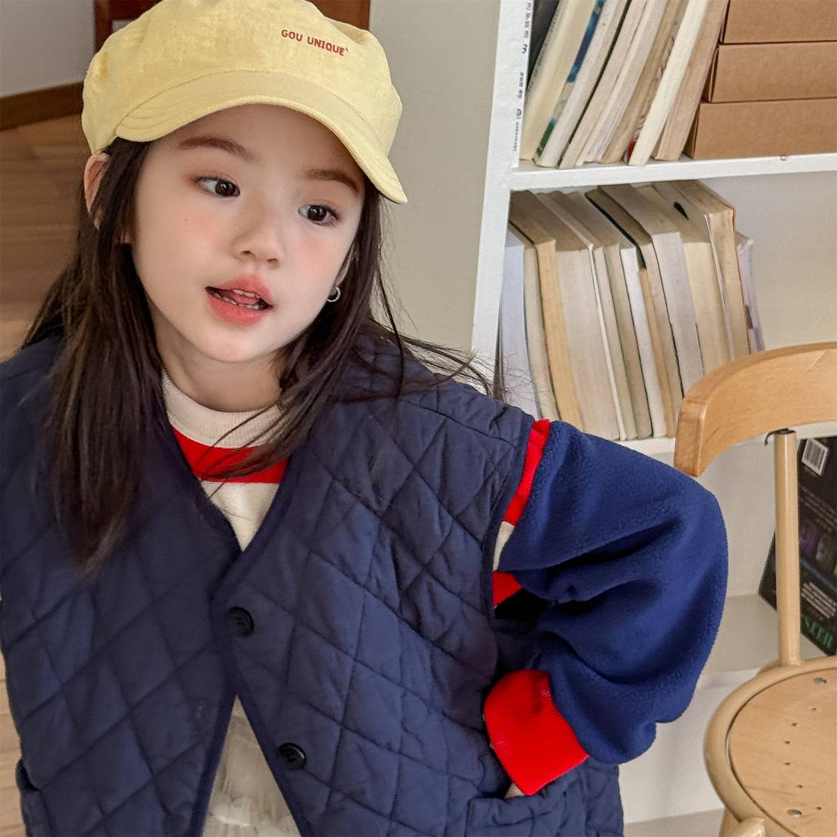 -キルティングベスト ノースリーブ 刺繍ロゴ 中綿入り アウター【mh0011411】 - mamahalo shop - ベスト -  べビー服 - 子供服 - 男の子 - 女の子