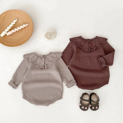 -ラッフルレースニット襟長袖ロンパース【mh0011077】 - mamahalo shop - 長袖ロンパース -  べビー服 - 子供服 - 男の子 - 女の子