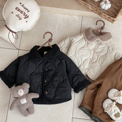 -中綿ジャケット キルティング ボア襟 あったか ボア裏地 防寒 アウター【mh0011397】 - mamahalo shop - ショートコート・ジャケット・ジャンパー -  べビー服 - 子供服 - 男の子 - 女の子