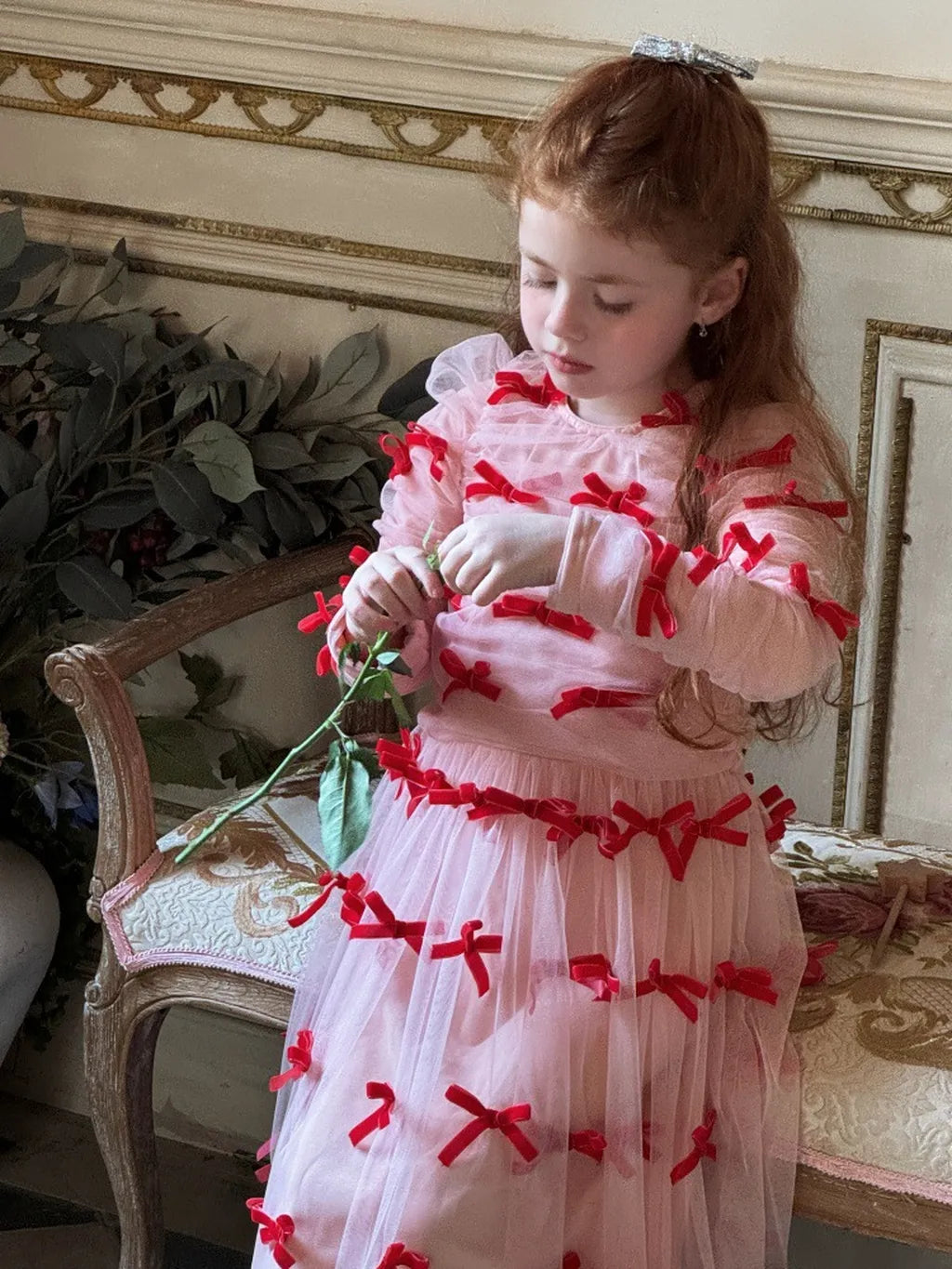 -ベロアリボンチュールロングドレスワンピース【mh0011210】 - mamahalo shop - 長袖ワンピース -  べビー服 - 子供服 - 男の子 - 女の子