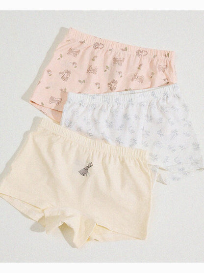 Girls' Cartoon Breathable Boxer Shorts ボタニカルプリント ボクサーパンツ【mh0013205】
