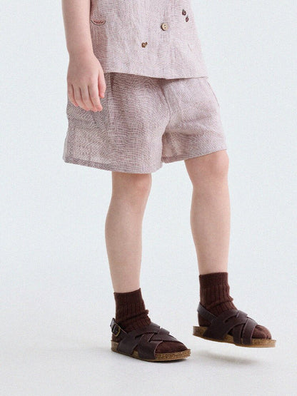 Embroidered Linen Sleeveless Shirt Shorts フルーツ刺繍 ノースリーブシャツ ショートパンツ【mh0013187】