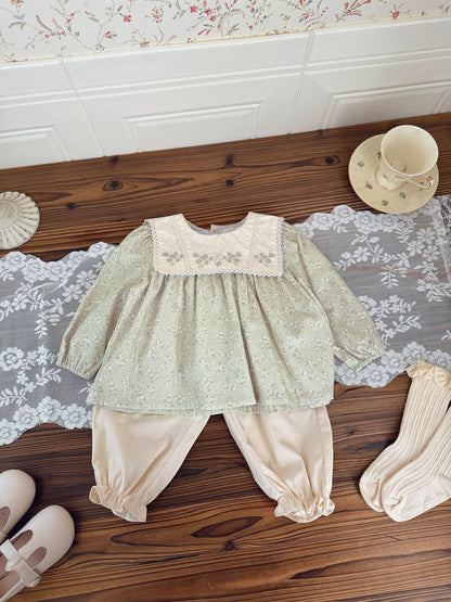 Floral Lace Twill Tapered Pants フリルレース付ツイルテーパードパンツ【mh0012111】