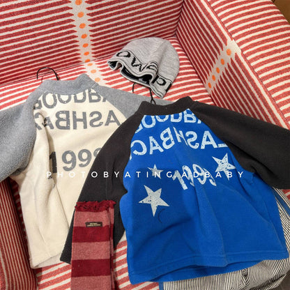 -長袖Tシャツ フリース素材 ラグラン袖 プリントロゴ ハイネック【mh0011410】 - mamahalo shop - 長袖Tシャツ -  べビー服 - 子供服 - 男の子 - 女の子