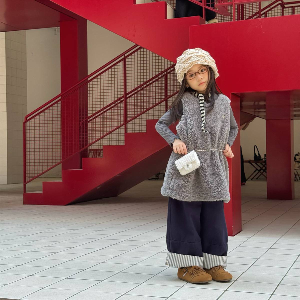 -シープボアジャンパースカート ノースリーブ ふわふわ素材 ワンピース【mh0011420】 - mamahalo shop - ノースリーブワンピース -  べビー服 - 子供服 - 男の子 - 女の子