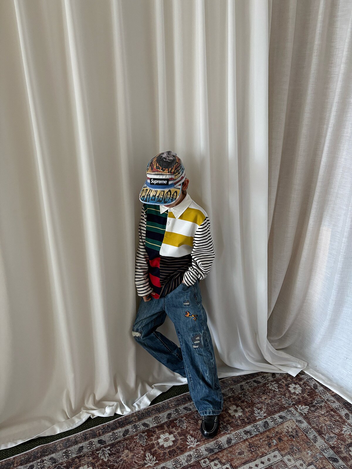 yummy&rocky | Embroidered Ripped Heavy Jeans 刺繍クラッシュ加工ヘビーデニム【mh0020107】