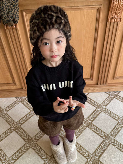 長袖セーター アルファベット刺繍 ラウンドネック プルオーバー【mh0011462】