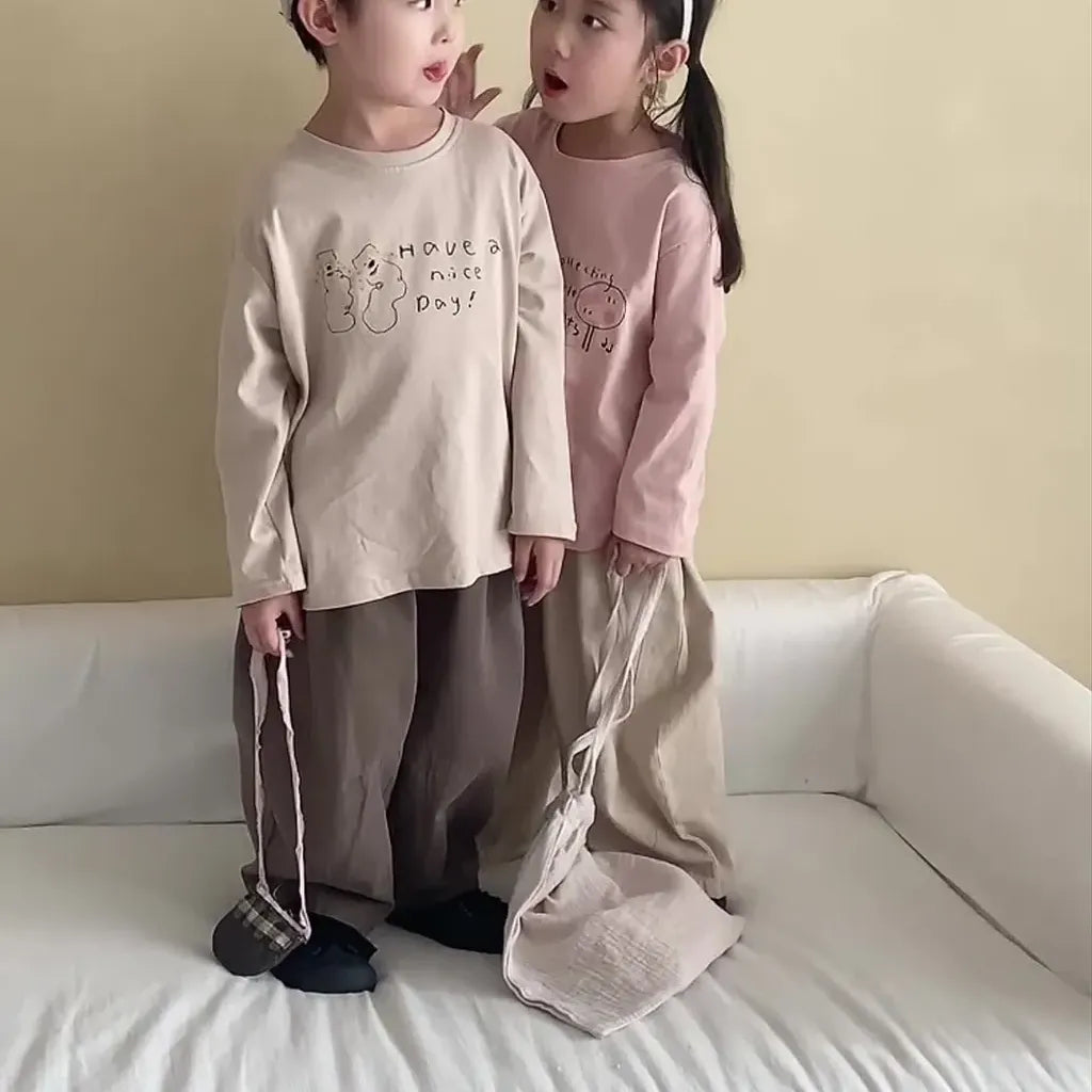 -手描き風イラスト長袖Tシャツ【mh0011229】 - mamahalo shop - 長袖Tシャツ -  べビー服 - 子供服 - 男の子 - 女の子