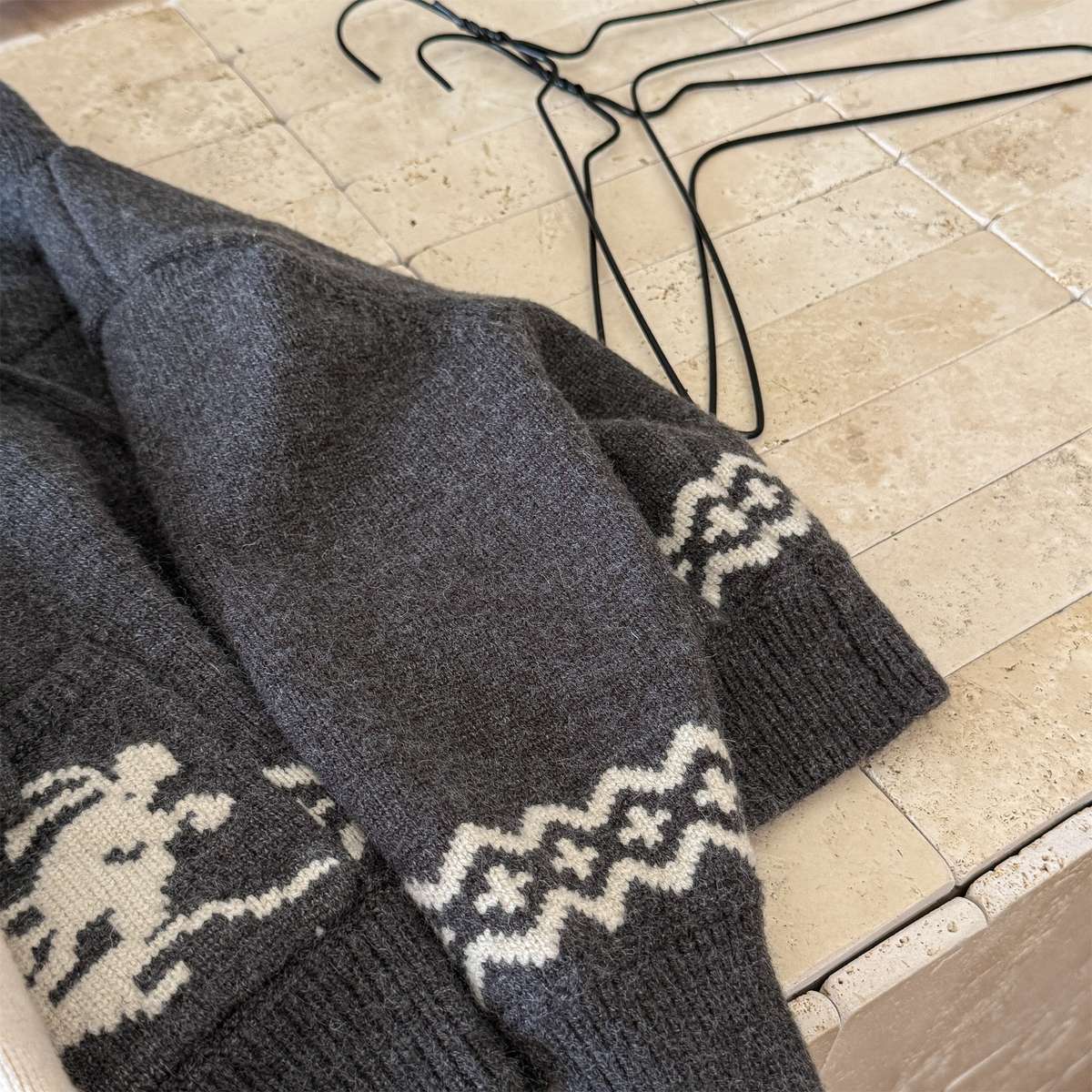 ニットフーディ ジップアップ ノルディック柄 カーディガン【mh0011430】