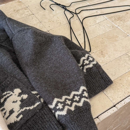 ニットフーディ ジップアップ ノルディック柄 カーディガン【mh0011430】