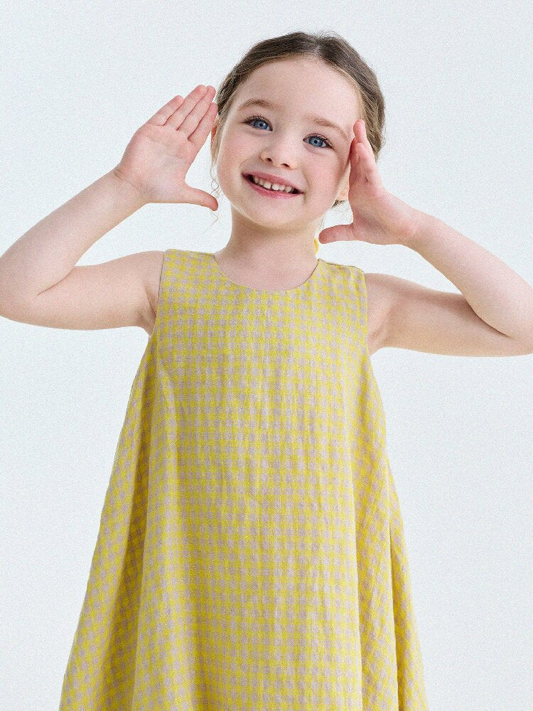 Gingham Plaid Linen Sundress チェック ノースリーブワンピース【mh0013186】
