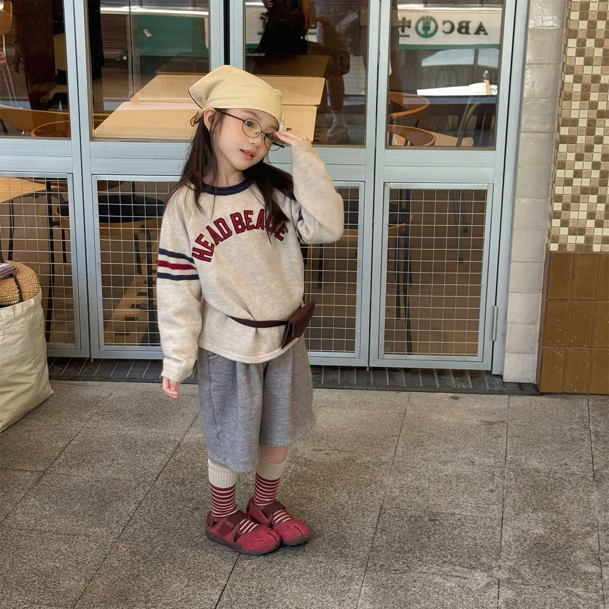 -長袖セーター ニット素材 ラグラン袖 刺繡ロゴ トップス【mh0011422】 - mamahalo shop - ニット・セーター -  べビー服 - 子供服 - 男の子 - 女の子