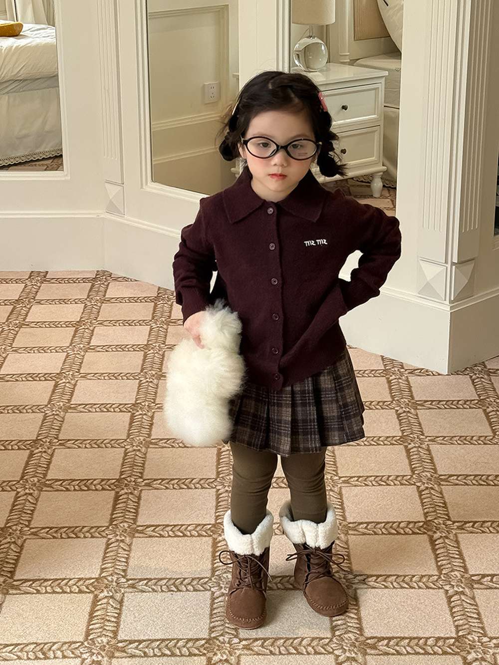 長袖ニットシャツ アルファベット刺繍 ポロシャツ【mh0011460】