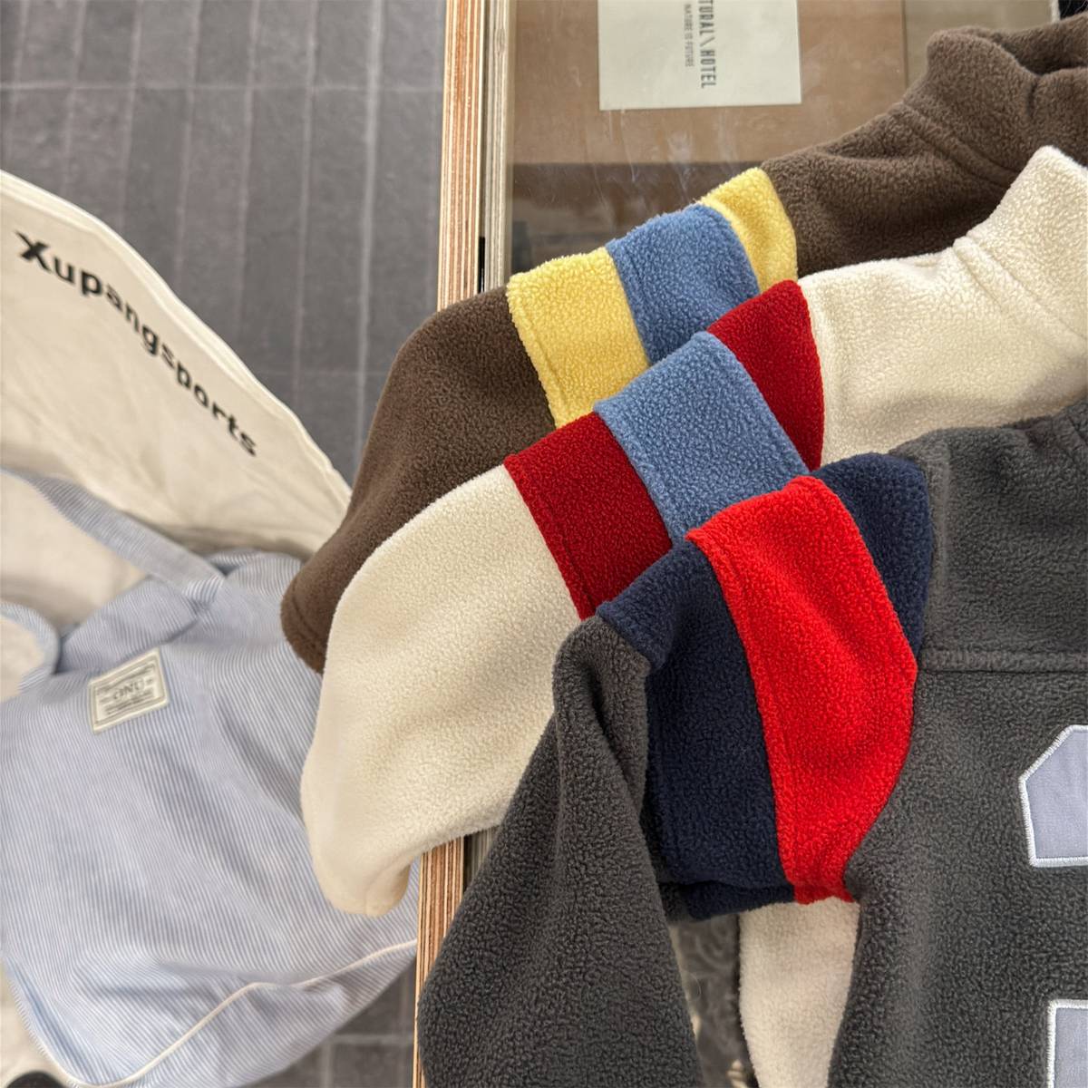 -長袖フリース プルオーバー ナンバーワッペン ハイネック スリーブデザイン【mh0011409】 - mamahalo shop - トレーナー・フーディ -  べビー服 - 子供服 - 男の子 - 女の子