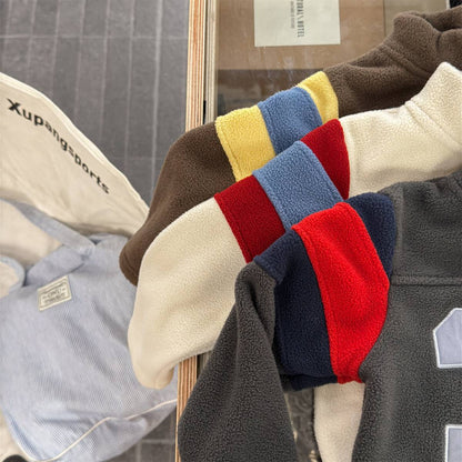 -長袖フリース プルオーバー ナンバーワッペン ハイネック スリーブデザイン【mh0011409】 - mamahalo shop - トレーナー・フーディ -  べビー服 - 子供服 - 男の子 - 女の子