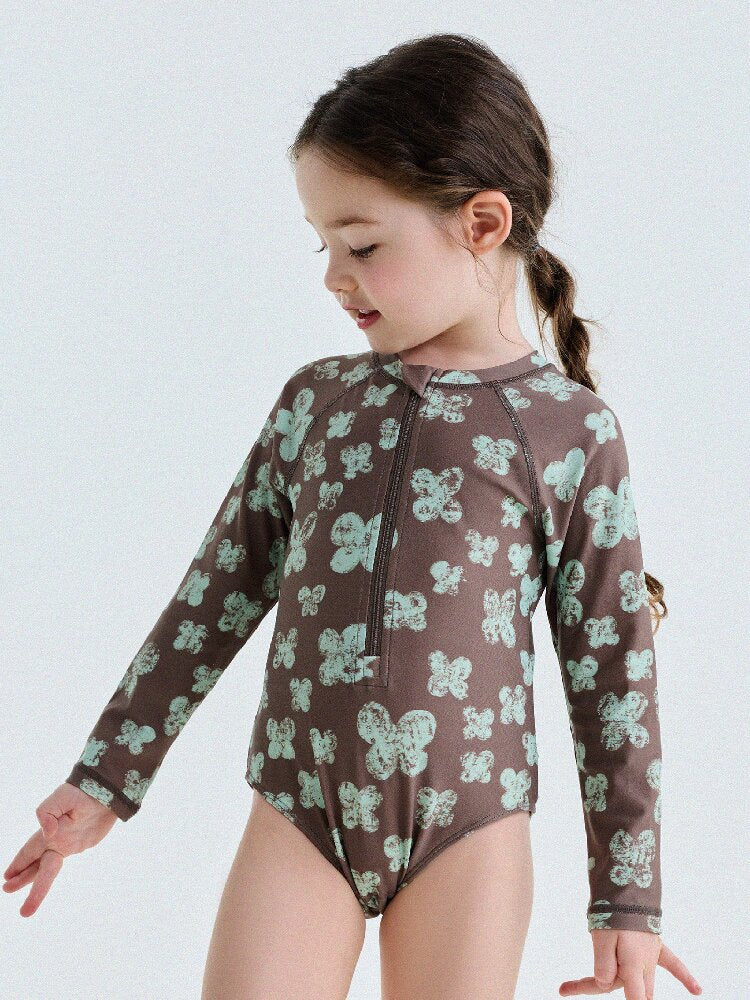 UPF50+ Sunscreen Long-Sleeved One-Piece Swimsuit ラッシュガード 長袖水着【mh0013191】